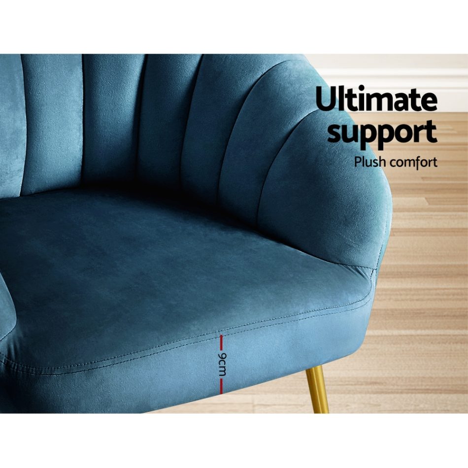 Artiss Armchair Velvet Blue Eloise - Image 6