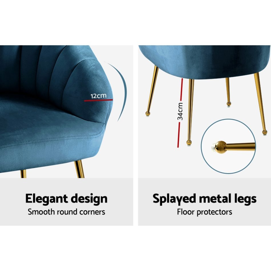 Artiss Armchair Velvet Blue Eloise - Image 7