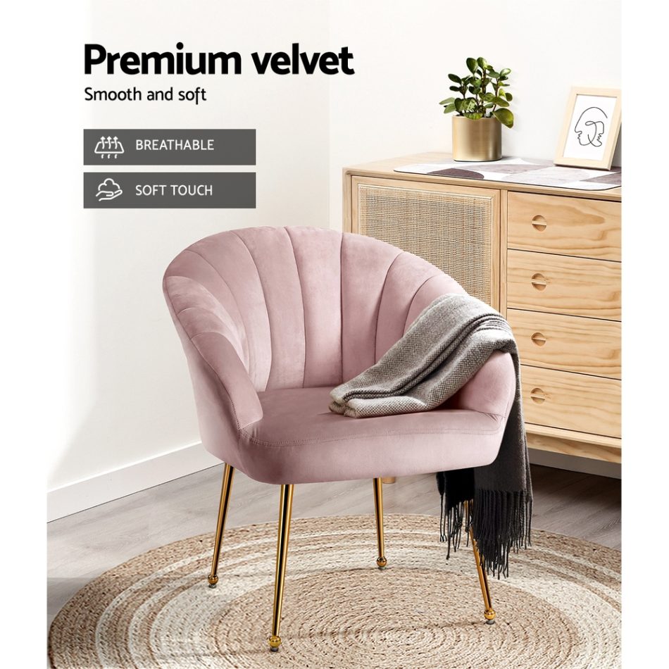 Artiss Armchair Velvet Pink Eloise - Image 5