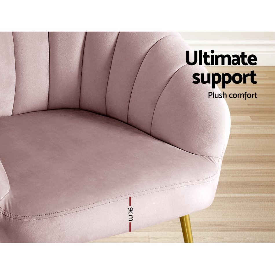 Artiss Armchair Velvet Pink Eloise - Image 6