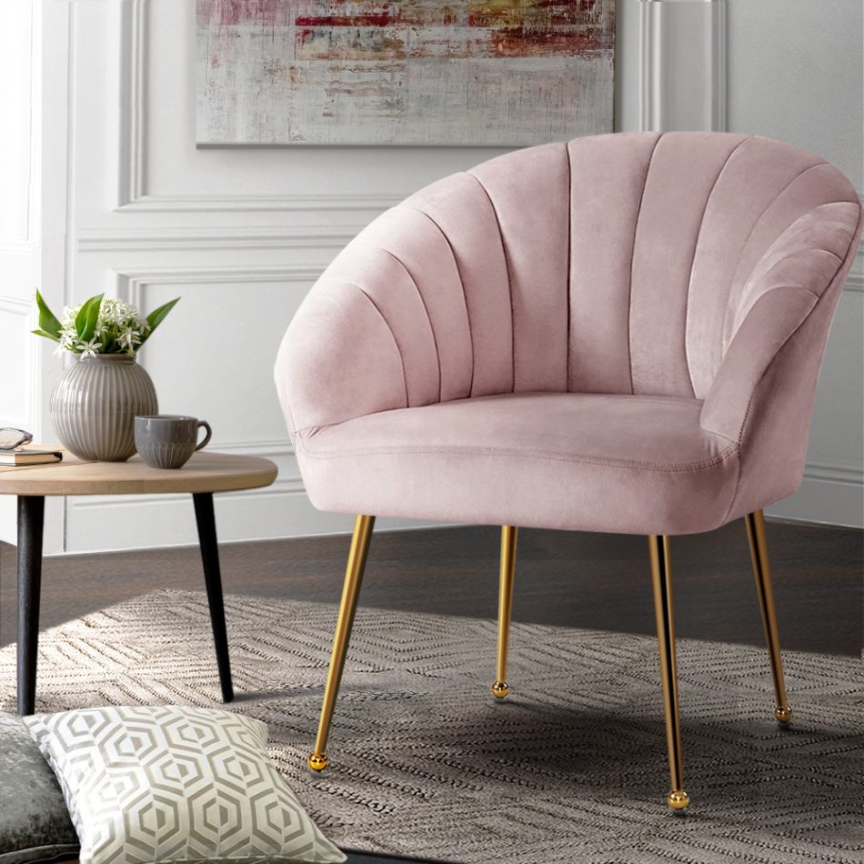 Artiss Armchair Velvet Pink Eloise - Image 8