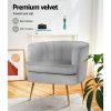 Artiss Armchair Lounge Accent Chair Armchairs Sofa Chairs Velvet Grey Couch - Image 5