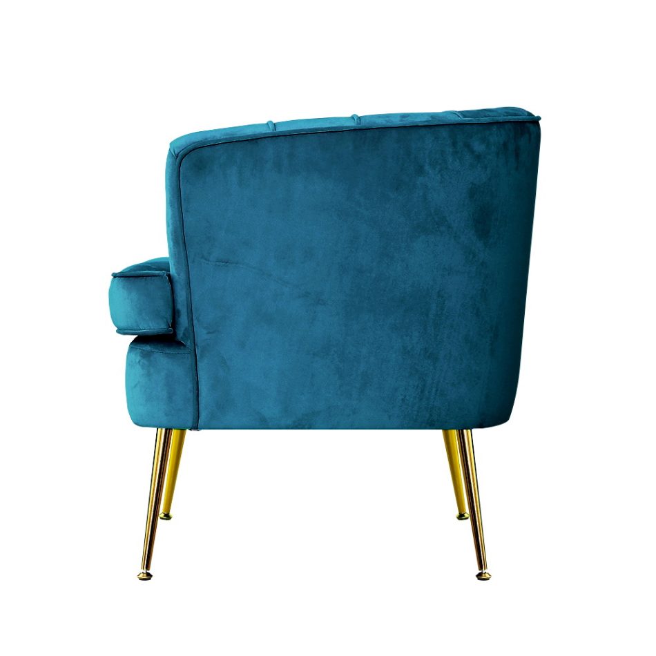 Artiss Armchair Velvet Blue Norvia - Image 4