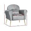 Artiss Armchair Lounge Chair Accent Armchairs Chairs Sofa Grey Velvet Cushion - Image 2
