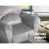 Artiss Armchair Lounge Chair Accent Armchairs Chairs Sofa Grey Velvet Cushion - Image 5