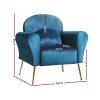 Artiss Armchair Lounge Chair Accent Chairs Armchairs Sofa Navy Velvet Cushion - Image 2