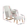 Artiss Rocking Chair Armchair Linen Fabric Beige Jonah - Image 2