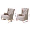 Artiss Rocking Chair Armchair Linen Fabric Beige Gaia - Image 2