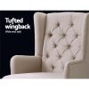 Artiss Rocking Chair Armchair Linen Fabric Beige Gaia - Image 6