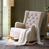 Artiss Rocking Chair Armchair Linen Fabric Beige Gaia - Image 8
