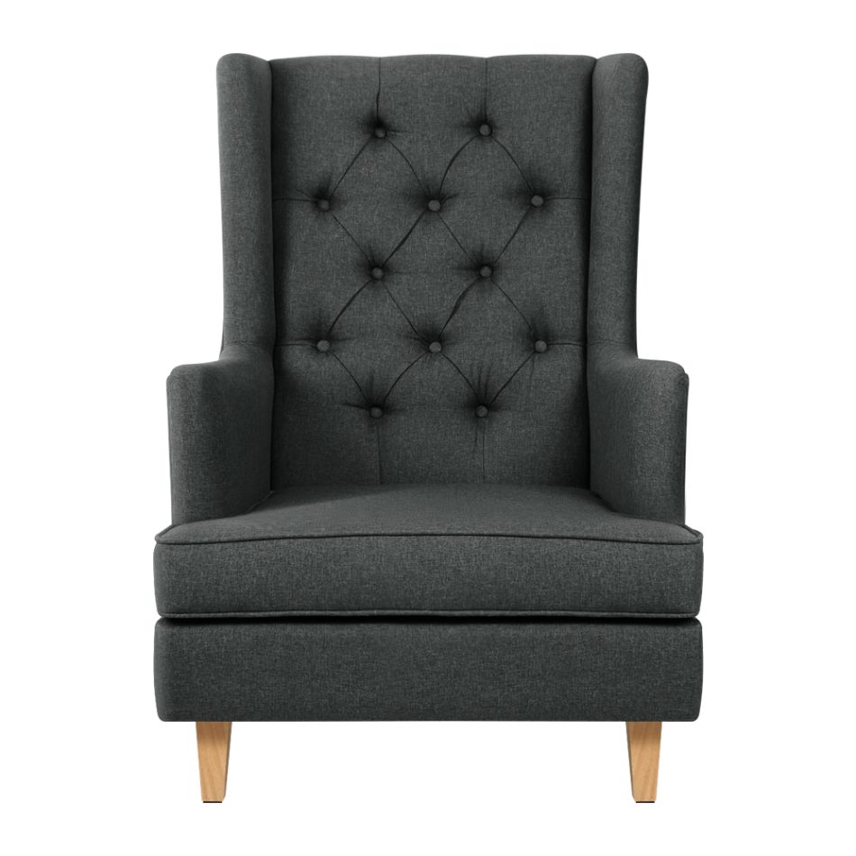 Artiss Rocking Chair Armchair Linen Fabric Charcoal Gaia - Image 3