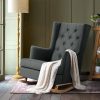 Artiss Rocking Chair Armchair Linen Fabric Charcoal Gaia - Image 8