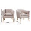 Artiss ADORA Armchair Tub Chair Single Accent Armchairs Sofa Lounge Fabric Beige - Image 2