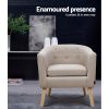 Artiss ADORA Armchair Tub Chair Single Accent Armchairs Sofa Lounge Fabric Beige - Image 3