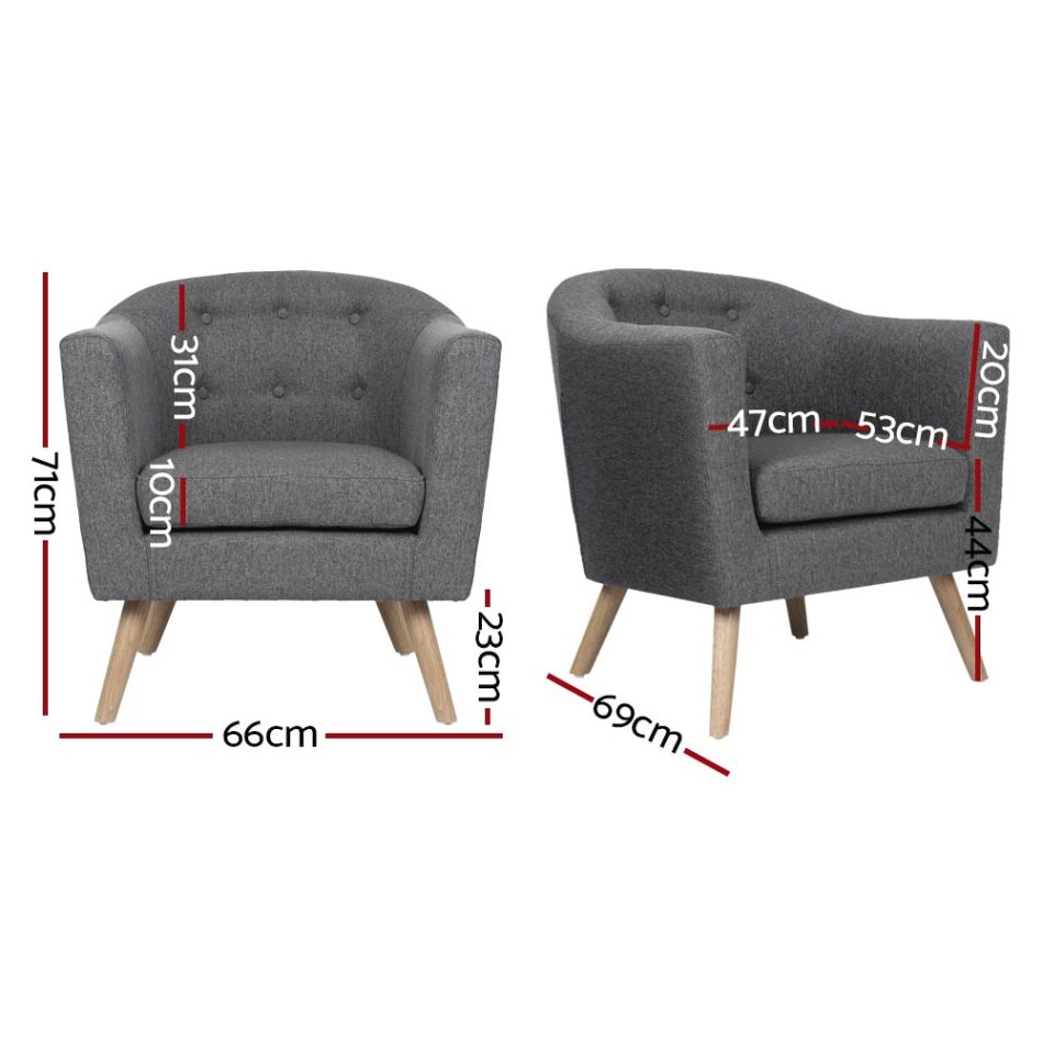Artiss Armchair Tub Chair Grey Adora - Image 2