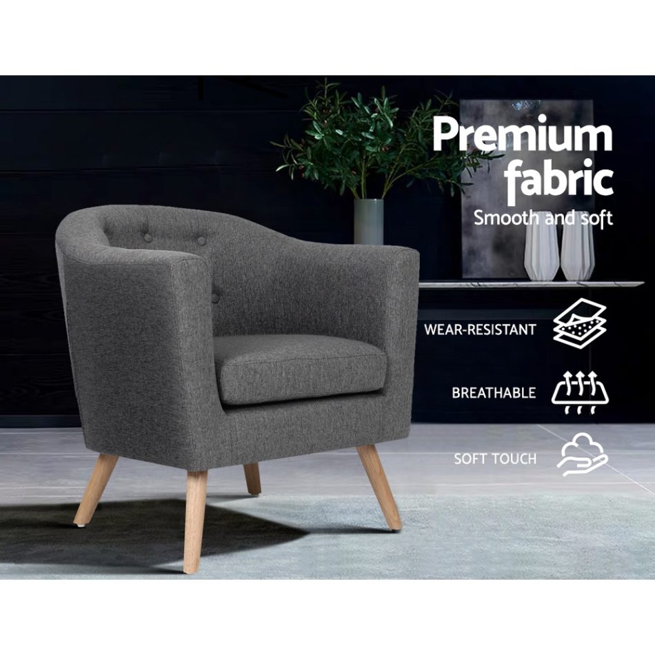 Artiss Armchair Tub Chair Grey Adora - Image 4