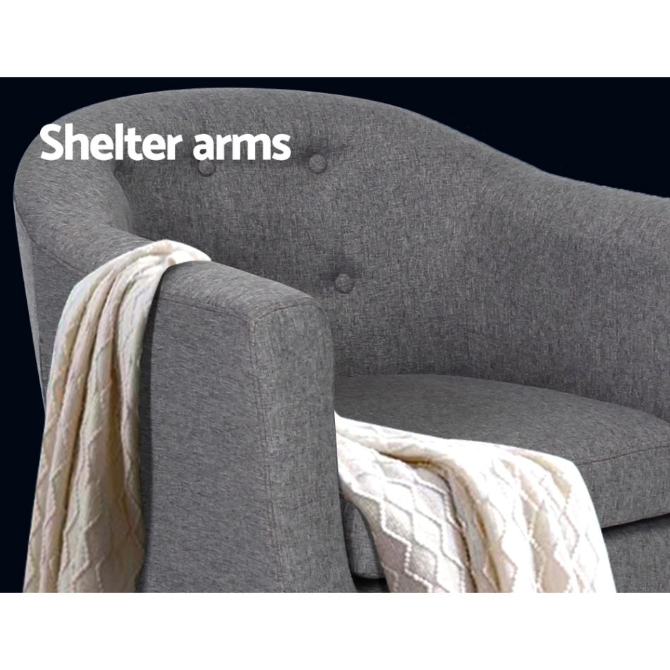 Artiss Armchair Tub Chair Grey Adora - Image 6