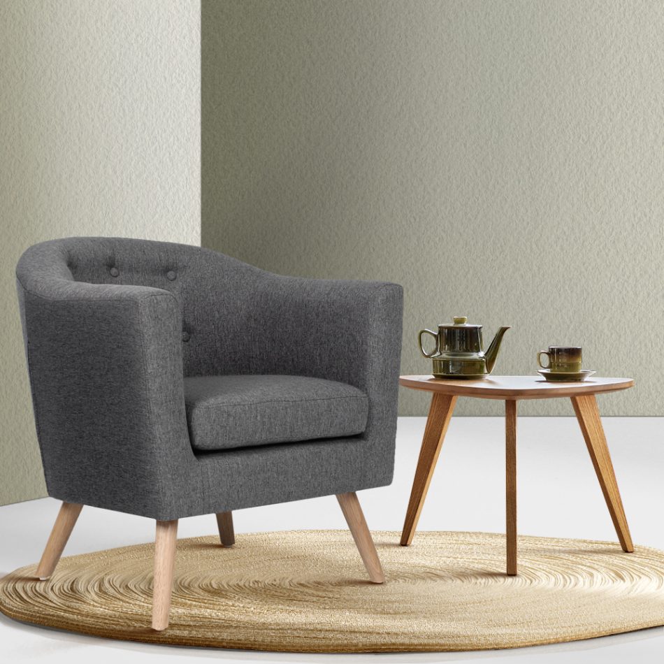 Artiss Armchair Tub Chair Grey Adora - Image 7
