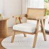 Artiss Armchair Accent Chair Lounge Rattan Velvet Pine - Image 7