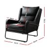 Artiss Armchair Accent Chair PU Leather Wingback Black - Image 2