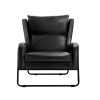 Artiss Armchair Accent Chair PU Leather Wingback Black - Image 3