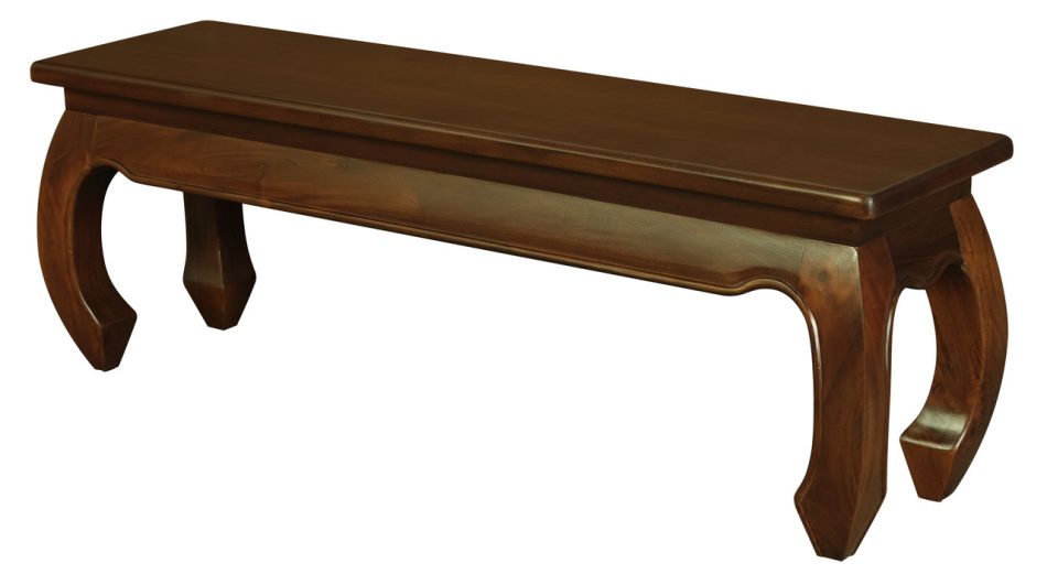 Dynasty Solid Mahogany Timber Opium Leg Bench 128 x 35(Mahogany) - Image 2