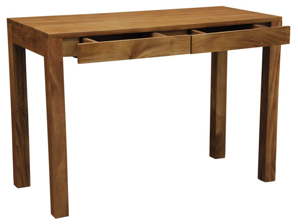 Amsterdam Solid Mahogany Timber 2 Drawer Desk (Light Pecan) - Image 2
