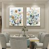 Wall Art 40cmx60cm Colourful Floras Watercolour style 2 Sets Gold Frame Canvas - Image 2