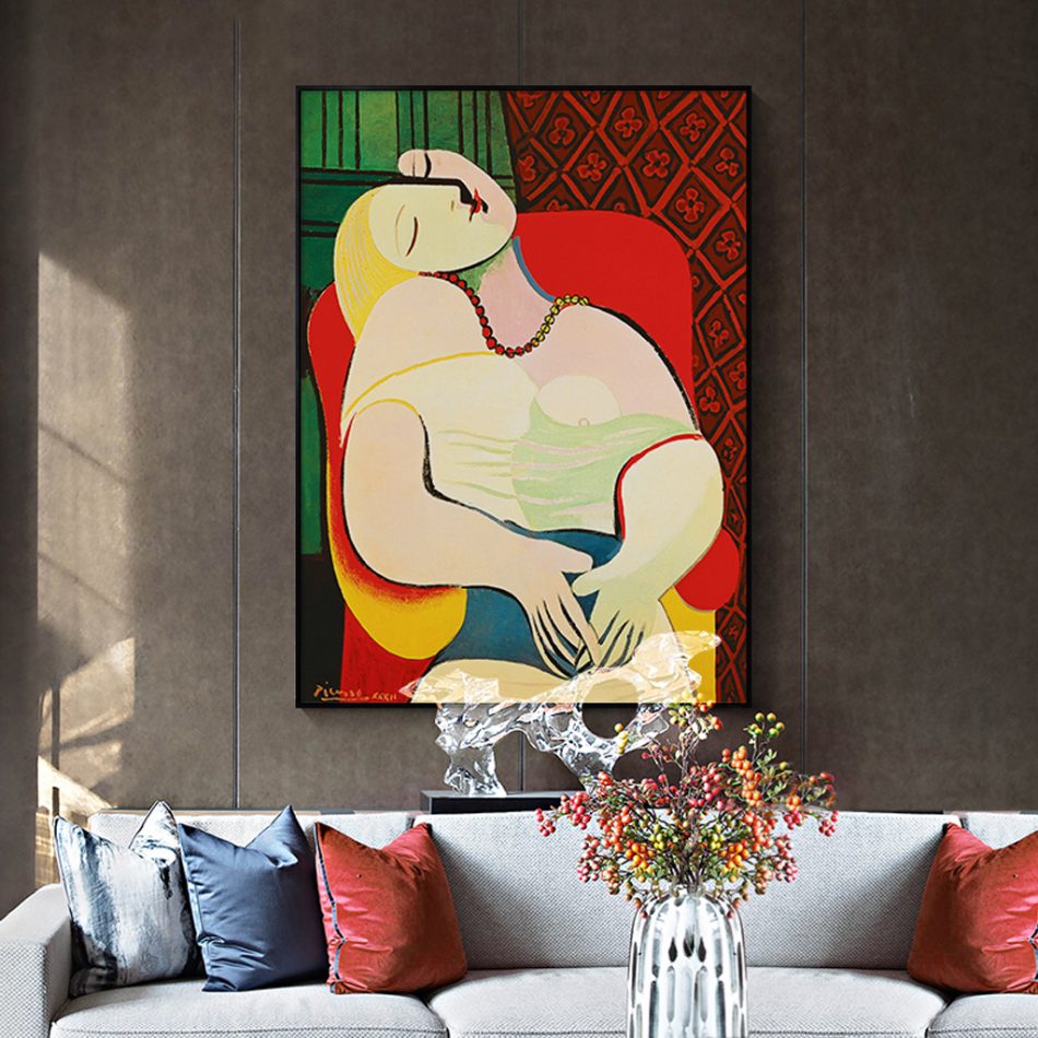 Wall Art 70cmx100cm The dream by Pablo Picasso Gold Frame Canvas - Image 3