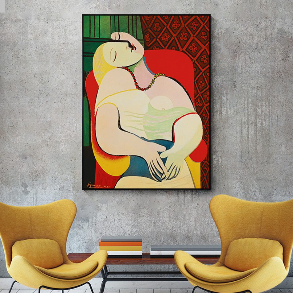 Wall Art 70cmx100cm The dream by Pablo Picasso Gold Frame Canvas - Image 2