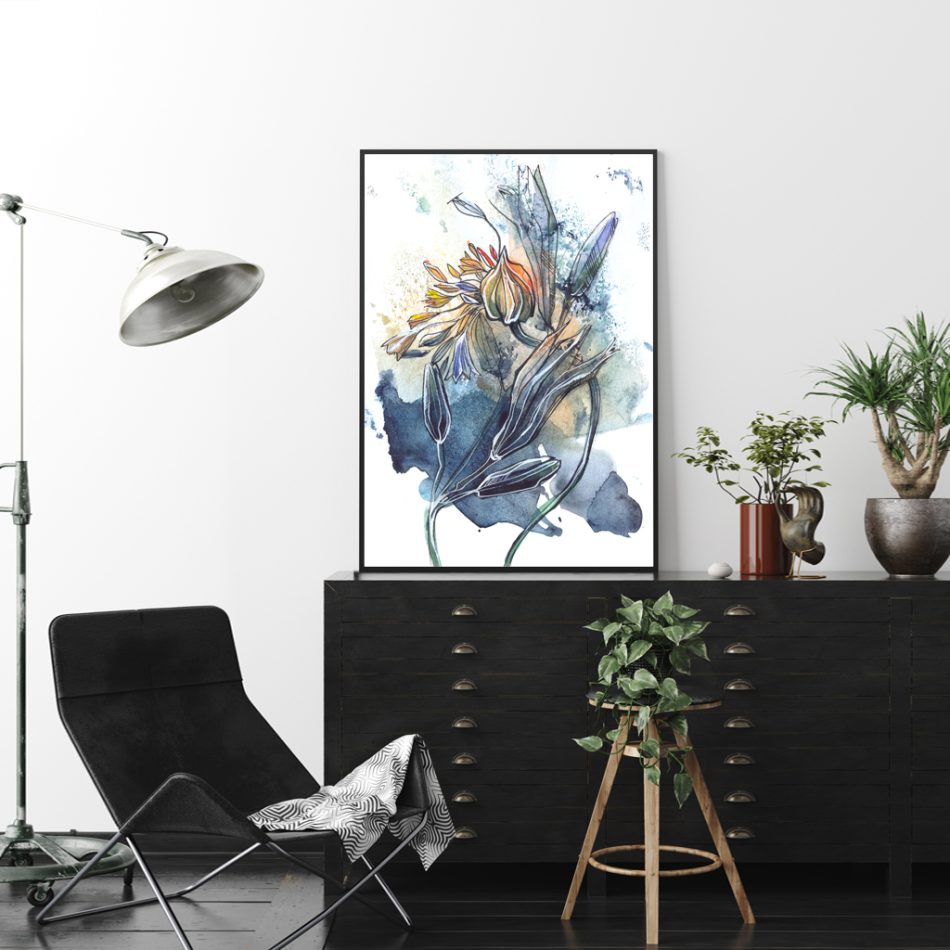 Wall Art 40cmx60cm Watercolor Style Abstract Flower 3 Sets Black Frame Canvas - Image 4