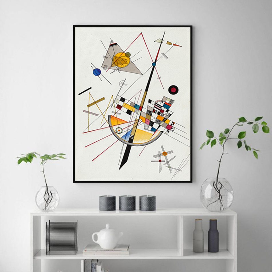 Wall Art 50cmx70cm Delicate Tension By Wassily Kandinsky Black Frame Canvas - Image 4