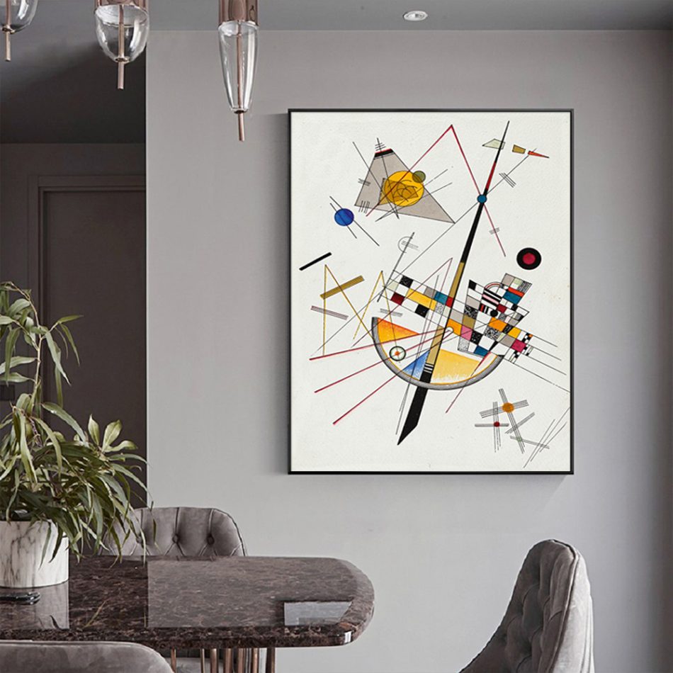 Wall Art 50cmx70cm Delicate Tension By Wassily Kandinsky Black Frame Canvas - Image 3