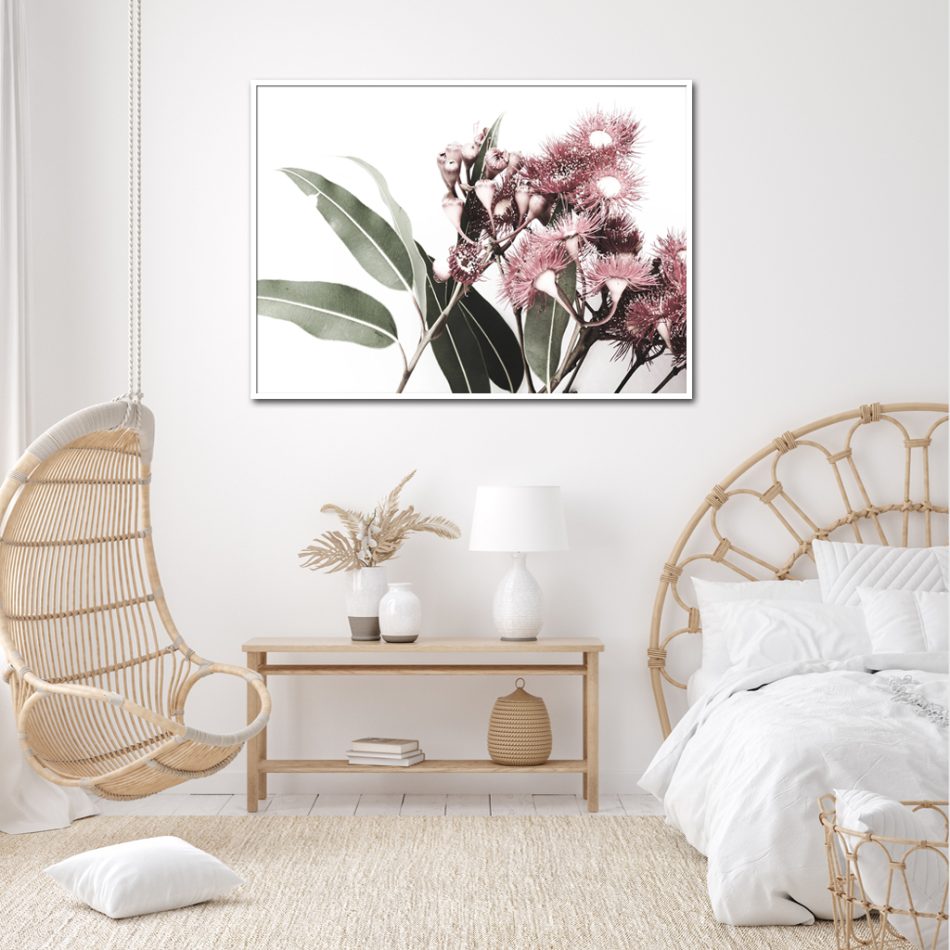 Wall Art 60cmx90cm Eucalyptus in Bloom White Frame Canvas - Image 2