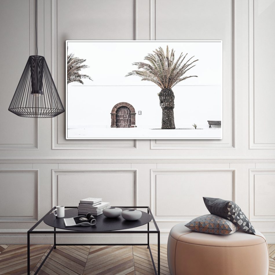 Wall Art 70cmx100cm European Palm Tree White Frame Canvas - Image 4