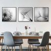 Wall Art 50cmx50cm Botanical dandelions 3 Sets Black Frame Canvas - Image 3