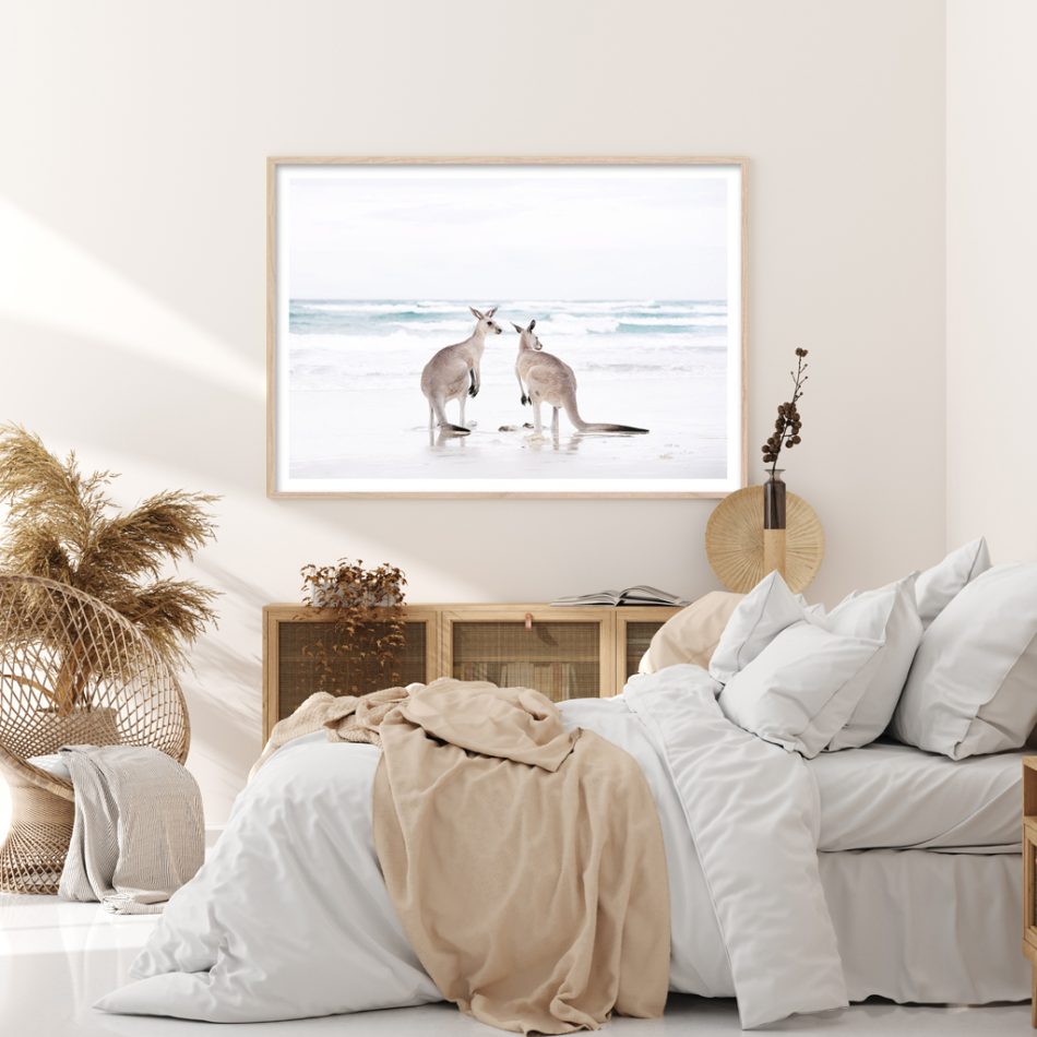 Wall Art 50cmx70cm Kangaroo Wood Frame Canvas - Image 2