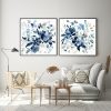 Wall Art 60cmx60cm Indigo Garden By Carol Robinson 2 Sets Black Frame Canvas - Image 2