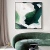 Wall Art 70cmx70cm French Abstract Green Black Frame Canvas - Image 2
