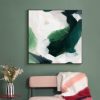 Wall Art 70cmx70cm French Abstract Green Black Frame Canvas - Image 3