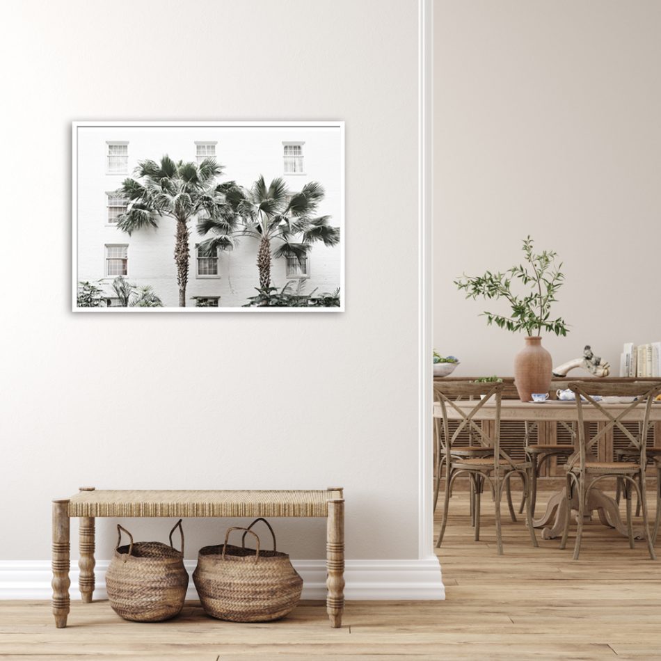 Wall Art 60cmx90cm Palm Tree White Frame Canvas - Image 3