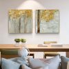 Wall Art 70cmx70cm Golden Leaves 2 Sets Gold Frame Canvas - Image 2