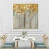Wall Art 70cmx70cm Golden Leaves 2 Sets Gold Frame Canvas - Image 4