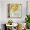 Wall Art 70cmx70cm Golden Leaves 2 Sets Gold Frame Canvas - Image 3