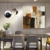 Wall Art 70cmx70cm Abstract gold brown painting style Gold Frame Canvas - Image 2
