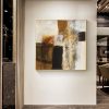 Wall Art 70cmx70cm Abstract gold brown painting style Gold Frame Canvas - Image 4
