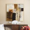 Wall Art 70cmx70cm Abstract gold brown painting style Gold Frame Canvas - Image 3