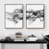 Wall Art 40cmx60cm Stylish Abstract Black 2 Sets Black Frame Canvas - Image 2