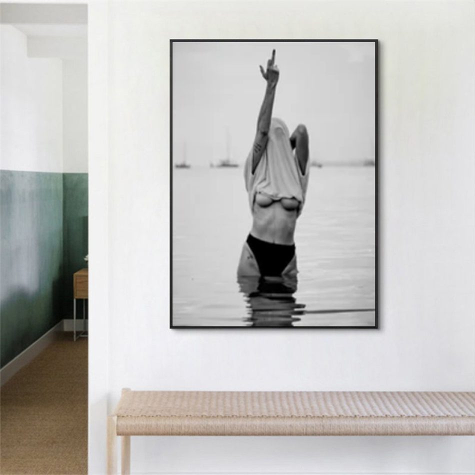 Wall Art 50cmx70cm Feminist Print Black Frame Canvas - Image 2