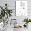 Wall Art 60cmx90cm Line Art Girl White Frame Canvas - Image 2